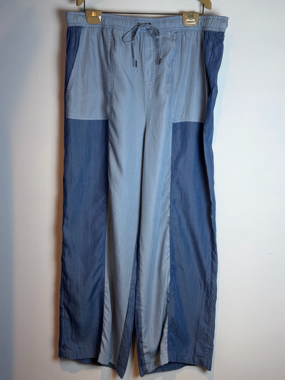Nanette Lepore Two-Tone Light & Dark Blue Colorblock Lyocell Pant